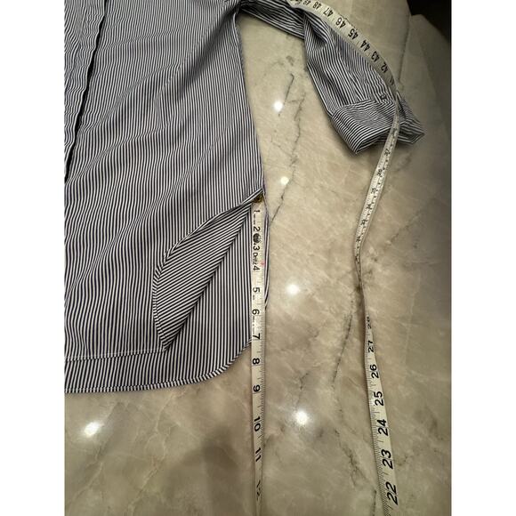 J.Crew Striped Button Down Shirt Navy Blue White Sz 6 Oversized Boyfriend Preppy - Picture 12 of 14